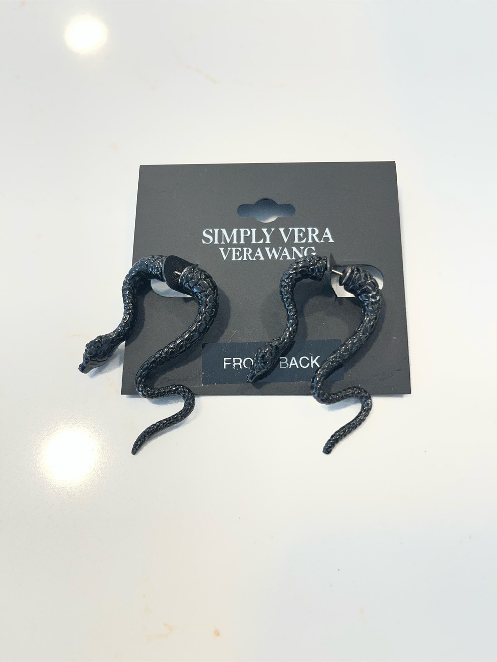 Simply Vera Vera Wang Black Snake Hoop Earrings - Textured Serpents